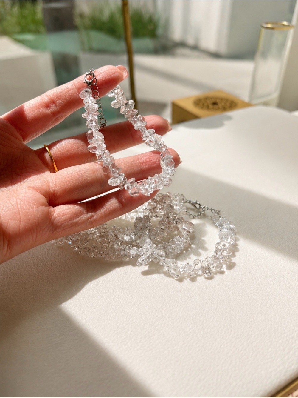 Clear Quartz Chip Bracelet | Natural Crystal Bracelet